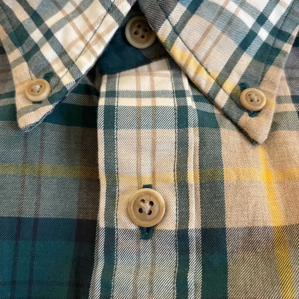 Brooks Brothers Red Fleece Plaid Print Button Down Sport Shirt in Green Size L - Picture 4 of 5